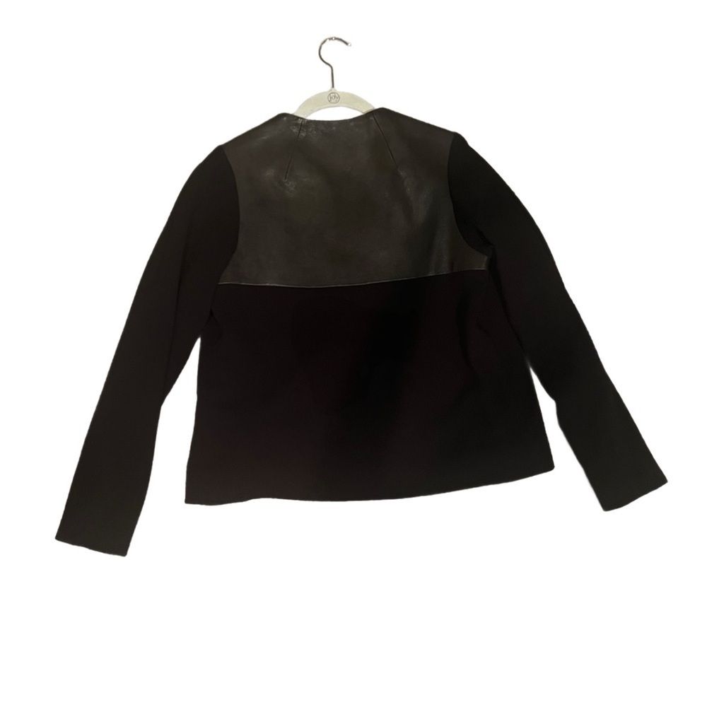 RACHEL Rachel Roy Elegant Black Blazer Leather Panel Luxury Designer Size 4 - Picture 3 of 8